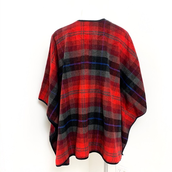 Old Navy Plaid Wool Blend Cape Poncho Open front - Picture 3 of 5